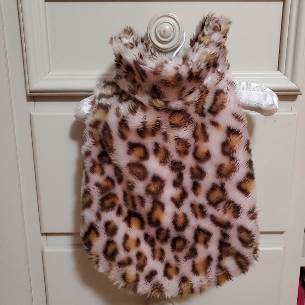 Pink and brown leopard print dog jacket